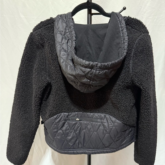 JoyLab Black Sherpa Hoodie with Neon Accents - Picture 2 of 3